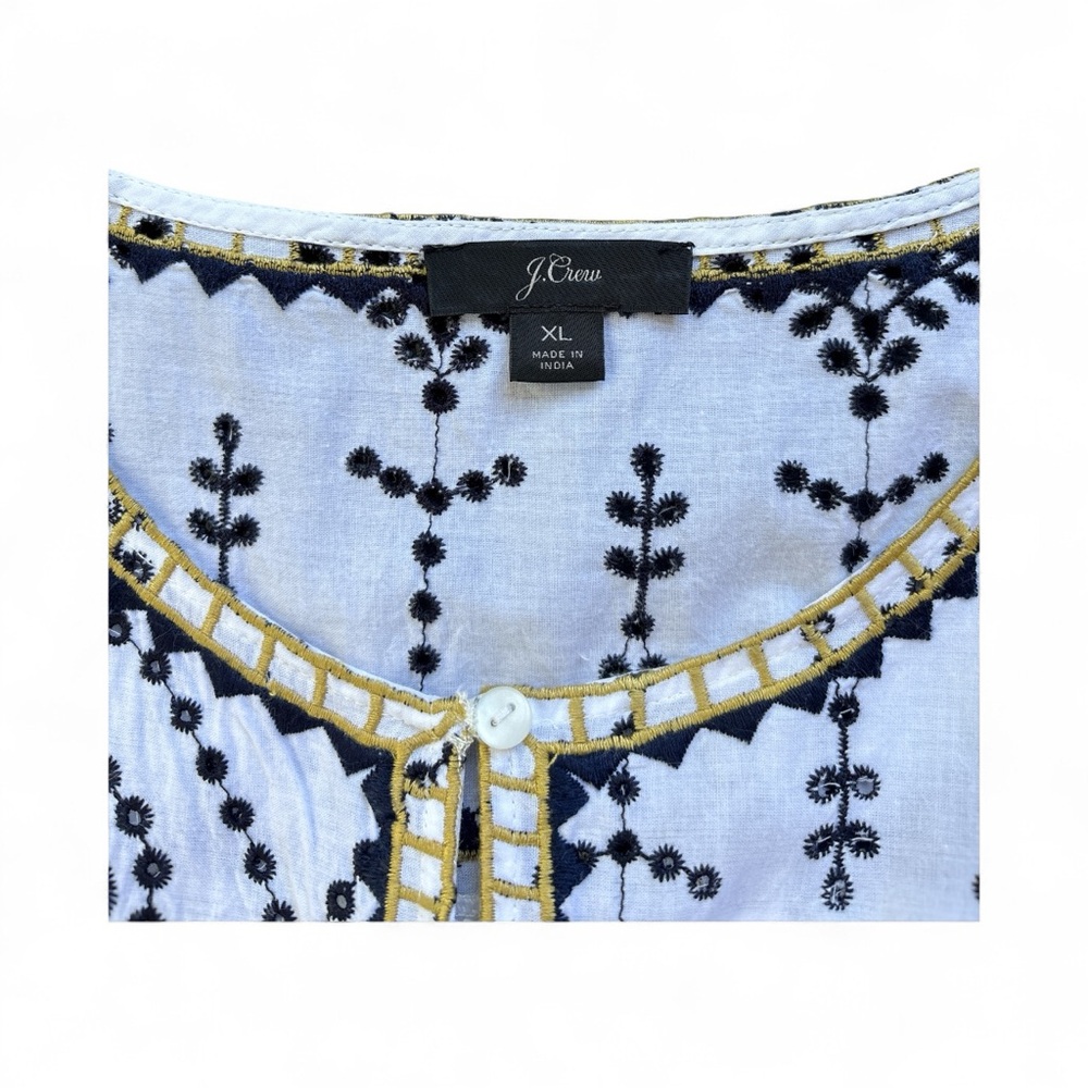 J. Crew White and Black Embroidered Blouse - Picture 5 of 5